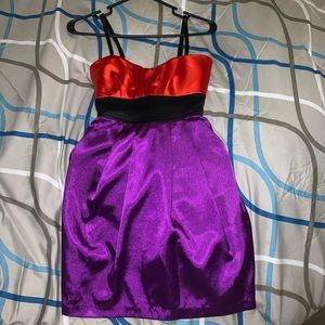 Trixxi Cocktail Dress. Orange, Black & Purple sz 5